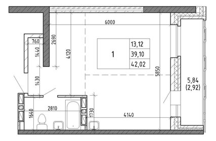 Квартира 39,2 м², 1-комнатная - изображение 1