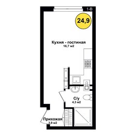 Квартира 24,9 м², студия - изображение 1