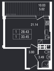 Квартира 33,5 м², студия - изображение 1