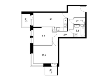 61,3 м², 3-комнатная квартира 7 700 000 ₽ - изображение 91