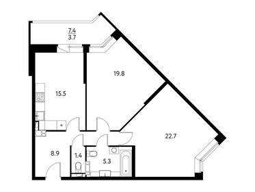 Квартира 77,3 м², 2-комнатная - изображение 1