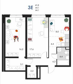 Квартира 64,1 м², 3-комнатная - изображение 1