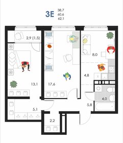 Квартира 62,1 м², 3-комнатная - изображение 1