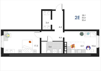 Квартира 50,4 м², 2-комнатная - изображение 1