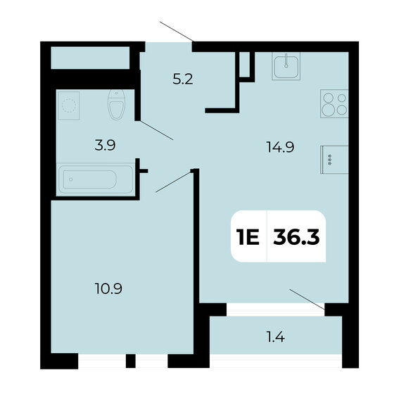 36,3 м², 1-комнатная квартира 4 483 050 ₽ - изображение 1