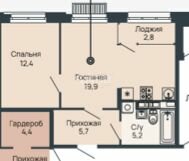 Квартира 44,7 м², 1-комнатная - изображение 1