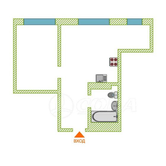 37 м², 1-комнатная квартира 3 890 000 ₽ - изображение 1