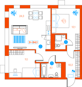 65,9 м², 2-комнатная квартира 7 790 000 ₽ - изображение 19