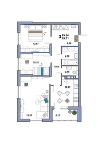 80,3 м², 3-комнатная квартира 6 900 000 ₽ - изображение 53