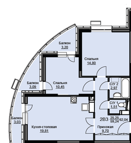 Квартира 62 м², 2-комнатная - изображение 1