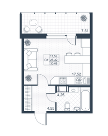 Квартира 30,1 м², студия - изображение 1