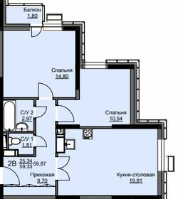 Квартира 59,9 м², 2-комнатная - изображение 1