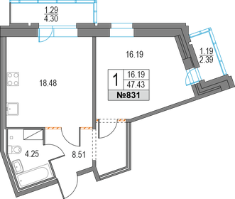 46,1 м², 1-комнатная квартира 11 580 000 ₽ - изображение 84