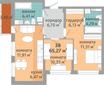 65 м², 3-комнатная квартира 8 500 000 ₽ - изображение 49