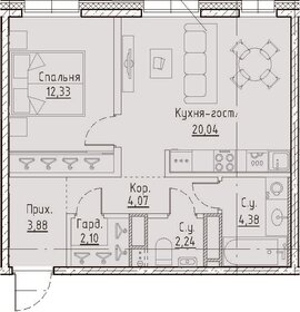 Квартира 49 м², 1-комнатная - изображение 1