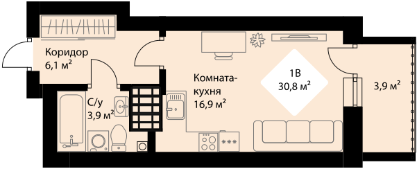 28,7 м², квартира-студия 4 792 900 ₽ - изображение 8