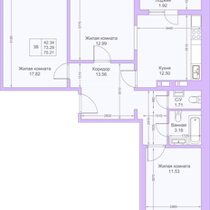 Квартира 75,2 м², 3-комнатная - изображение 2