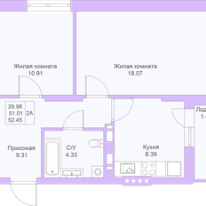 Квартира 52,5 м², 2-комнатная - изображение 3