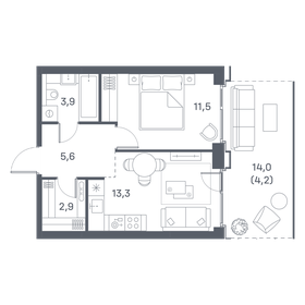 Квартира 41,4 м², 1-комнатная - изображение 1