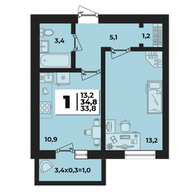34,6 м², 1-комнатная квартира 4 255 040 ₽ - изображение 16