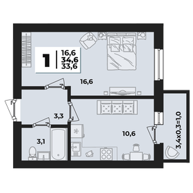34,6 м², 1-комнатная квартира 4 255 040 ₽ - изображение 21