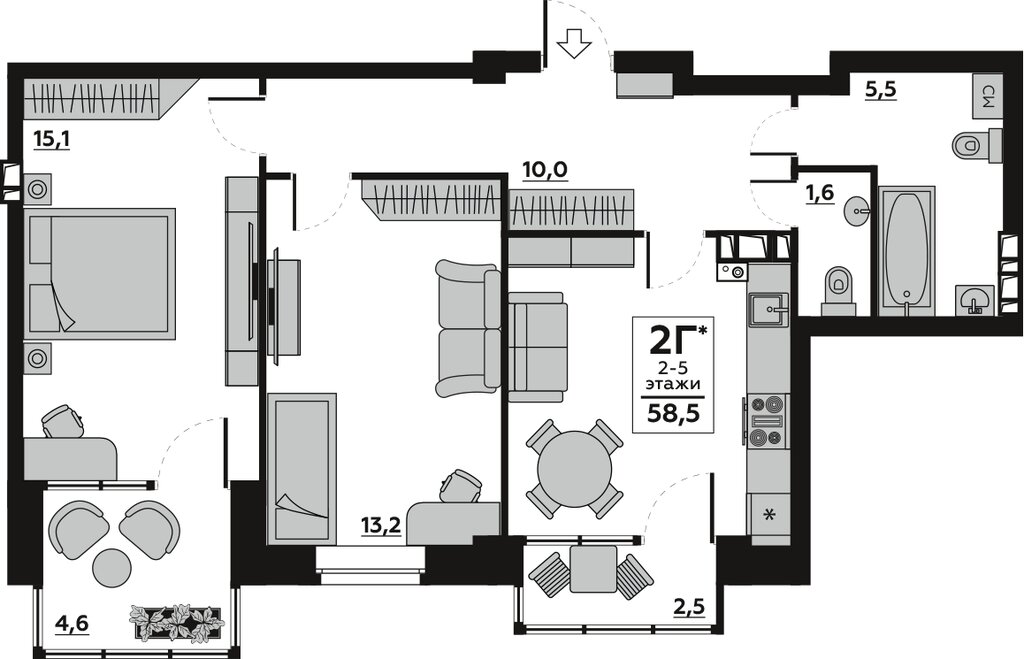 Варианты планировок ЖК «Лапшин Loft» - планировка 8