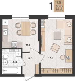 39,8 м², 1-комнатная квартира 4 400 000 ₽ - изображение 111