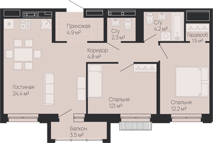72,7 м², 3-комнатная квартира 18 102 300 ₽ - изображение 28