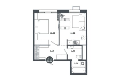 Квартира 38,1 м², 1-комнатная - изображение 1