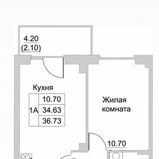 Квартира 36,7 м², 1-комнатная - изображение 2