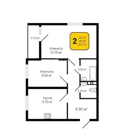 Квартира 53,7 м², 2-комнатная - изображение 1