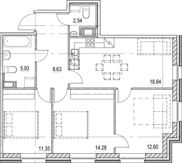 74,2 м², 3-комнатная квартира 19 955 000 ₽ - изображение 1