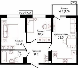 63,5 м², 2-комнатная квартира 6 500 000 ₽ - изображение 59