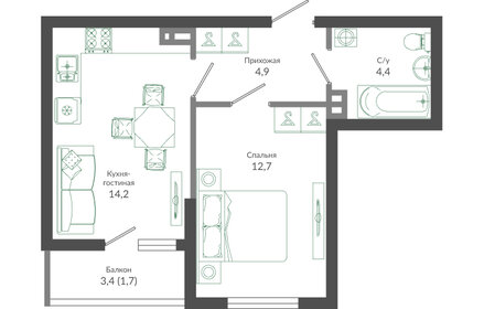 37,9 м², 1-комнатная квартира 16 332 360 ₽ - изображение 1