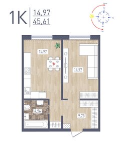 Квартира 45,6 м², 1-комнатная - изображение 1