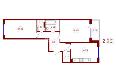 67 м², 2-комнатная квартира 9 117 440 ₽ - изображение 17