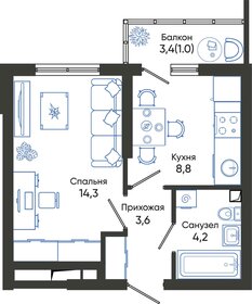 38,2 м², 1-комнатная квартира 4 500 000 ₽ - изображение 74