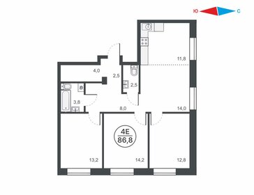 Квартира 86,8 м², 4-комнатная - изображение 2