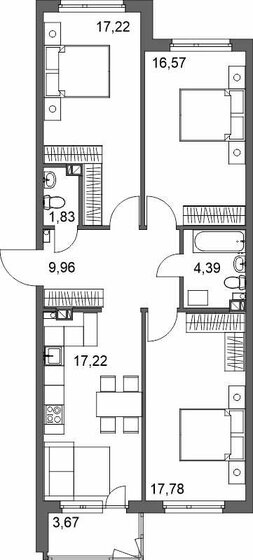 88,1 м², 3-комнатная квартира 10 129 941 ₽ - изображение 1