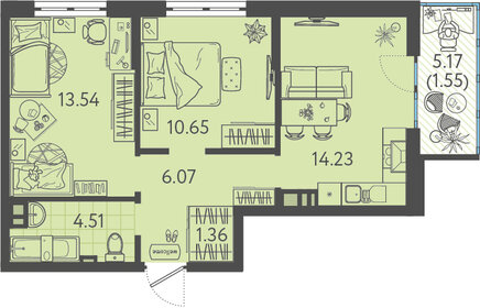 56,8 м², 2-комнатная квартира 6 280 000 ₽ - изображение 93