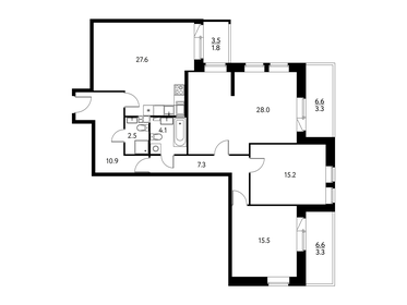 Квартира 119,6 м², 3-комнатная - изображение 1