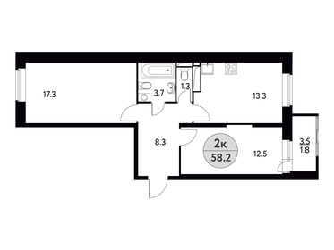 Квартира 58,2 м², 2-комнатная - изображение 1