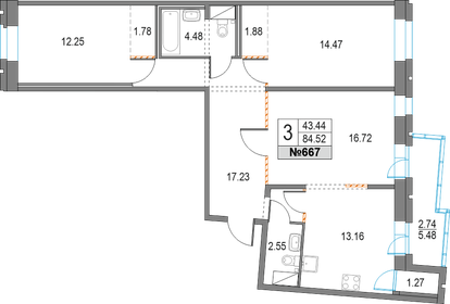 78,6 м², 3-комнатная квартира 19 540 804 ₽ - изображение 13