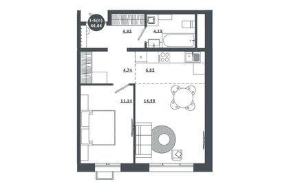 46 м², 1-комнатная квартира 5 900 000 ₽ - изображение 74