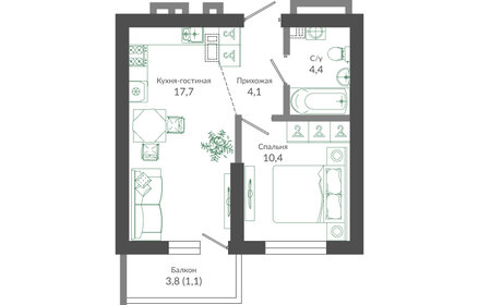 37,9 м², 1-комнатная квартира 16 196 240 ₽ - изображение 83
