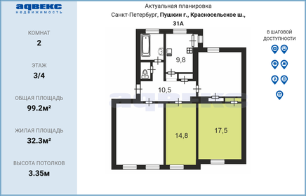 32 м², 2 комнаты 3 600 000 ₽ - изображение 54