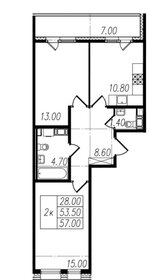 Квартира 53,5 м², 2-комнатная - изображение 1