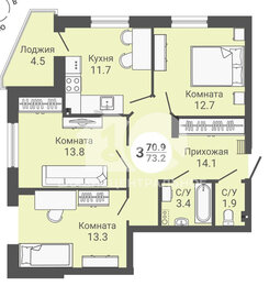 Квартира 73,2 м², 3-комнатная - изображение 1