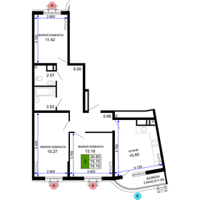 Квартира 76,8 м², 3-комнатная - изображение 1