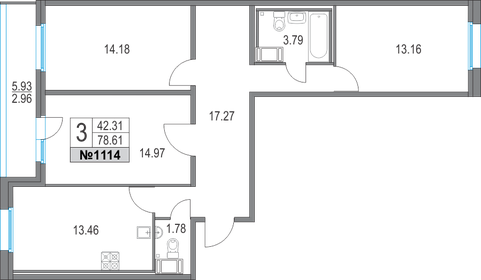 Квартира 78,6 м², 3-комнатная - изображение 1